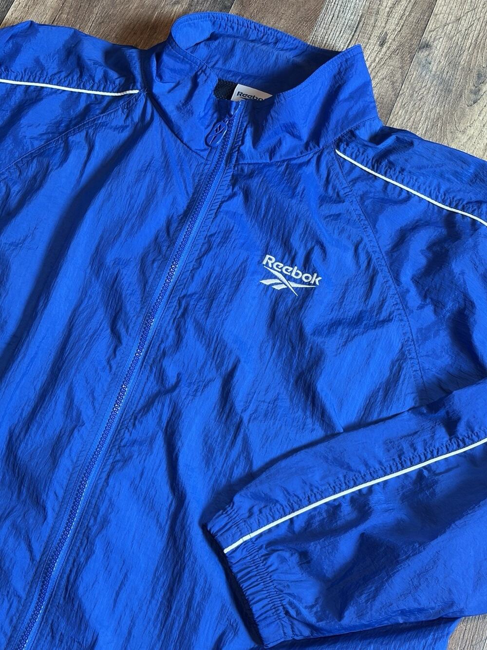 Vintage Reebok Blue Windbreaker Sportswear Embroidered Y2K Zipup Track Jacket